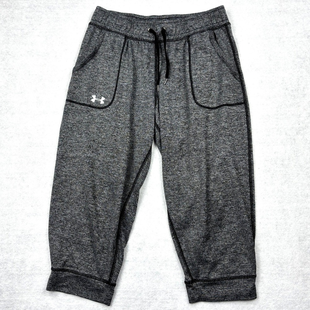 Under Armour Pants Womens Small Gray HeatGear Capri Crop Joggers 1271687 UA